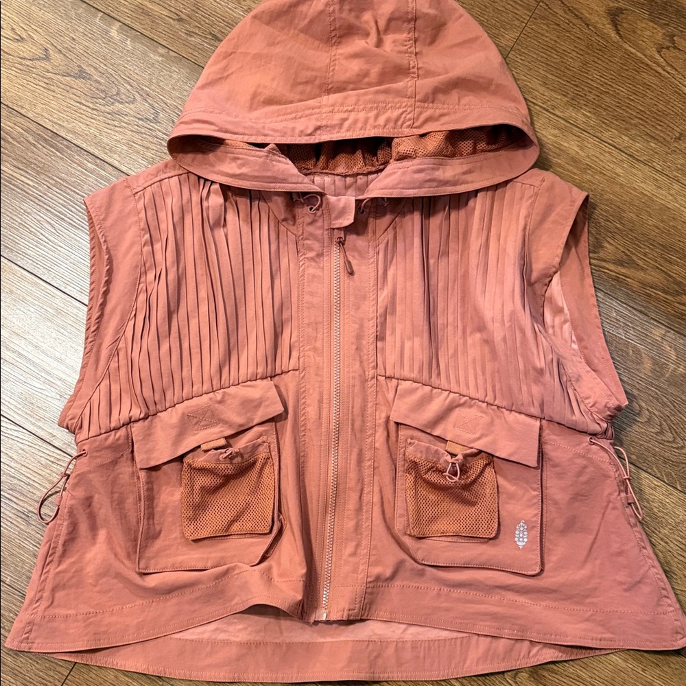 FP Movement by Free People Pleaty Please Rust Sleeveless Hooded Utility Vest - Picture 3 of 6